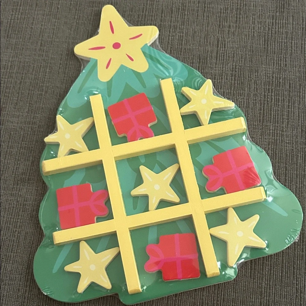 Wooden Christmas tree Tic tac toe game NEW